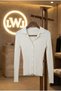 Women's Corded Fabric Polo Neck Buttoned Long Sleeve Knitwear Cardigan - 7