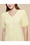 Textured A-Line Dress With V-Neck And Puff Sleeves - 3
