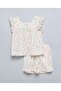 Girl's Ivory Floral Print Top And Shorts Set