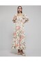 Floral Print Maxi Dress With Square Neck And Puff Sleeves