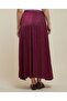 Solid Flared Satin Skirt With Elastic Waist - 4