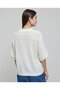 Openwork Knit Top With Shirt Collar And Short Sleeves - 5