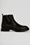 Men's Genuine Leather Boots with Fur Inside Chelsea Boreas Black - 4