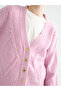 V-Neck Self Patterned Women's Knitwear Cardigan - 3