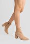 Women's Suede Boots Pointed Toe Heeled Zippered Livia Mink - 5