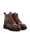 Dark Brown Plaid Oxford Lace-Up Zippered Casual Women's Boots Pivol - 3