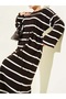 Bed Striped Rope Lace-Up Knitwear Dress