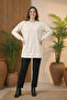 Women's Cream Buttoned Tunic - 2