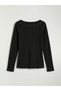 Black Eyelet Detailed Girls' T-Shirt