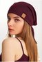 Women's Burgundy, Rope Detailed Special Design 4 Season Hat Beanie Buff - Ultra Soft Natural Combed Cotton Fabric - 5