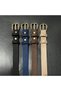 Navy Blue Color Suede Belt with Gold Buckle - 4