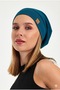 Women's Blue, Rope Detailed Special Design 4 Season Hat Beanie Buff - Ultra Soft Natural Combed Cotton Fabric - 4