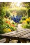 1Pc 5-Branch Cobalt Blue Almond Flower Home Decor Ornament - 3