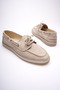 Women's Beige Suede Daily Comfortable Sole Lace-Up Loafer Shoes - 3