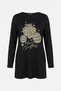Plus Size Crew Neck Side Slit Stretch Fabric Black Viscose T-Shirt 322982 - 6