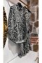 Leopard Patterned Satin Silk Double Set - 3