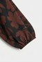 Plus Size Black Coffee Floral Print Pleated Blouse 616652 - 8