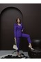 Lina V-Neck Jacket Slim-Leg Trousers Set Purple - 2
