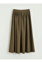 Lcw Modest Khaki Zippered Pleated Skirt - 6