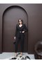 Lina V-Neck Jacket Slim Leg Pants Set Black - 2