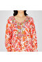 Orange White Floral Abstract Printed Jalabiya with Embroidery - 6