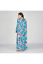Lavender Blue Floral Printed Jalabiya with Maroon Embroidery - 3