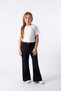 Girl's Stretch Fabric Flared Pants, Gabardine Elastic Waist W Wide Leg Pants 7-14 Years Old - 6