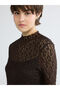 Brown Mock Neck Lace Bodycon Dress - 3