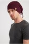 Men's Burgundy, Rope Detailed Special Design 4 Season Hat Beanie Buff - Ultra Soft Natural Combed Cotton Fabric