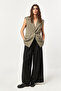 Elegant Oversized Vest with Gold Buckle Belt and Shoulder Pads - 2
