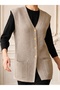 Mercerized Hair Knit Patterned Mother's Vest / Sand - 3