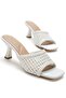 Leonei White Knitted Detailed Women's Slippers - 4