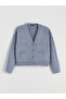Patenth blue v-neck women's knit cardigan - 5