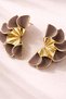 Gold Detailed Fan-Shaped Earrings – White / Burgundy Red / Mink (Taupe) Color Options Available - 3
