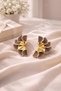 Gold Detailed Fan-Shaped Earrings – White / Burgundy Red / Mink (Taupe) Color Options Available - 2