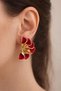 Gold Detailed Fan-Shaped Earrings – White / Burgundy Red / Mink (Taupe) Color Options Available