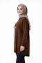 Brown Crew Neck Oversized Women's Sweater Tunic - 2