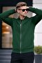 Men's Full Zip Casual Green Sweatshirt - 2
