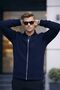 سويت شيرت رجالي فضفاض بسحاب باللون الأزرق الداكن - 3