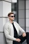Men's Full Zip Casual Ecru Sweatshirt - 6