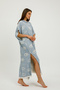 Muslin Poncho Kimono 100% Cotton Eye Patterned Jacquard Bathrobe Kaftan Dressing Gown Light Blue - 4