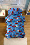 Car-Themed Boys' Single Duvet Cover Set - Soft Cotton Texture - 6