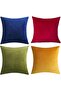 Velvet Textured Soft Fabric Throw Pillow Cover 40 X 40 - 2 Pieces (Without Filling) with Hidden Zipper - 3