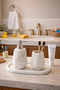 Marble Look 3-Piece Decorative Bathroom Wc Set Liquid Soap Dispenser Toothbrush Holder Presentation Tray