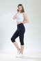 Super Quality Navy Blue Combed 100% Cotton Stretch Fabric Below Knee Capri Leggings High Waist - 2