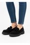 Women's Black Genuine Leather Loafer Shoes 744 - 4