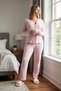 Women's V-Neck Standard Sleeve Long Sleeve Regular Fit Cardigan Knitted Pajama Set Functional Stylish