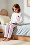 Girl's Crew Neck Standard Sleeve Regular Fit Printed Pajama Set Functional 100% Cotton - 5