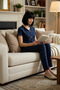 Women's V-Neck Short Sleeve Floral Pointel Knitted Pajama Set Functional Durable Stylish 100% Cotton - 4