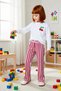 Girl's Crew Neck Standard Sleeve Regular Fit Printed Pajama Set Functional 100% Cotton